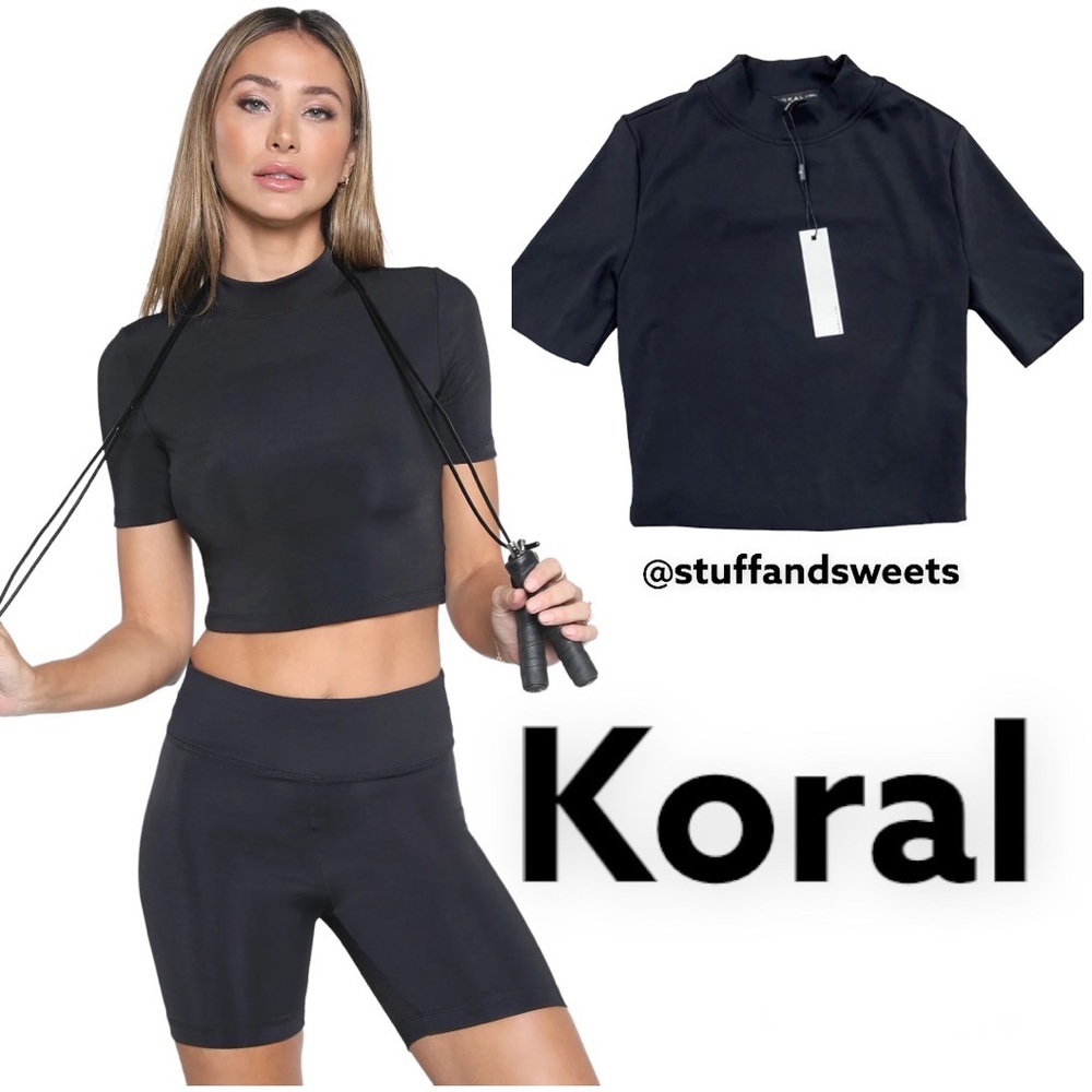 KORAL Stella Crop Top & Exceed high rise legging set in Amparo blue NWT - Picture 2 of 4